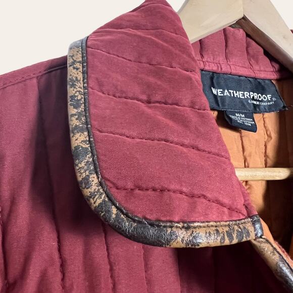 Vintage Weatherproof Red Quilted Single Breasted Insulated Coat Size M - Picture 2 of 10